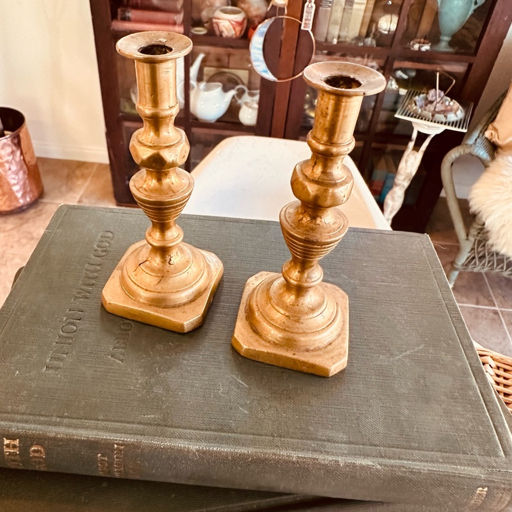 Vintage Small Brass Candlestick Holders - Picture 2 of 3